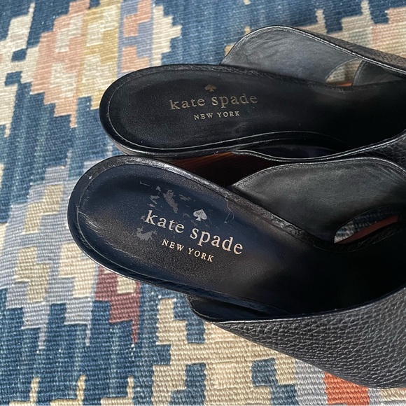 Kate Spade Felda Leather Criss Cross Open Toe Block Heel Slide Sandals Size 7 - Picture 4 of 10